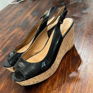 Coach black wedges 8.5
